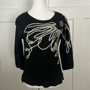 Anthropologie Field Flower Bloom Cashmere Blend 3/4 Sleeve Sweater Size S